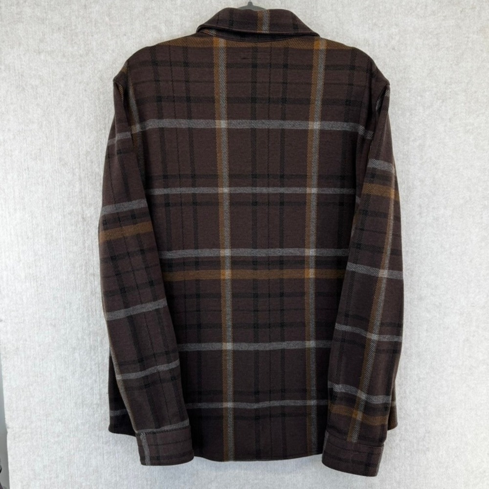 Express Mens Small Brown Plaid Flannel Button Down Shirt Long Sleeve - Picture 4 of 4